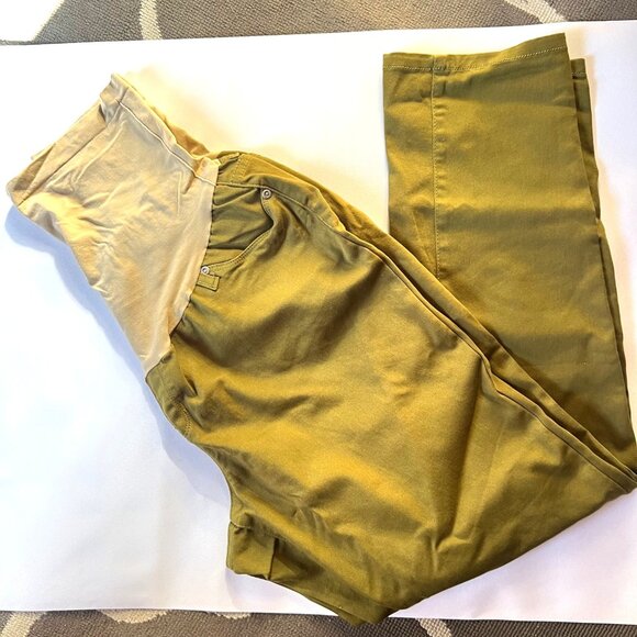 Maternity Pants Straight Legs Belly Band Dark green Pants Size 2XL - Picture 14 of 14